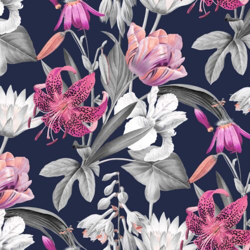 Enchanted Floral Pattern with Dark background