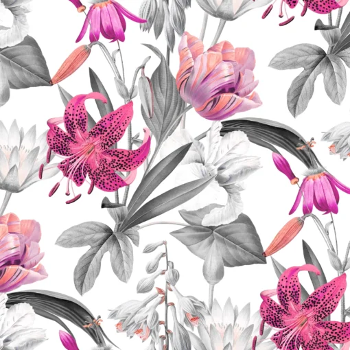 Enchanted Floral Pattern with white background