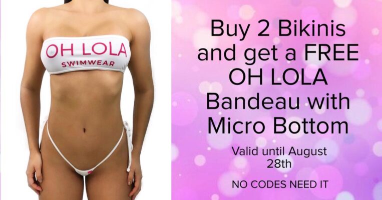 Buy 2 Bikinis and Get a FREE OH LOLA Bandeau with Micro Bottom