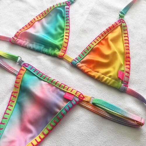 Rainbow Micro Bikini by OH LOLA SWIMWEAR