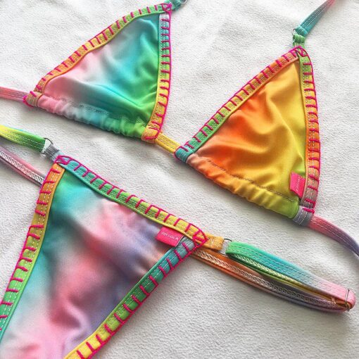 Rainbow Micro Bikini by OH LOLA SWIMWEAR