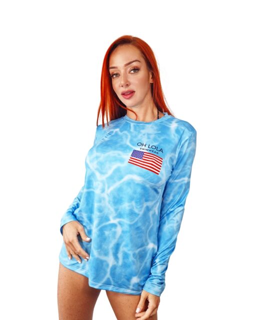 Splash Fishing Shirt USA | USA Non-Hooded Fishing Shirtby OH LOLA SWIMWEAR