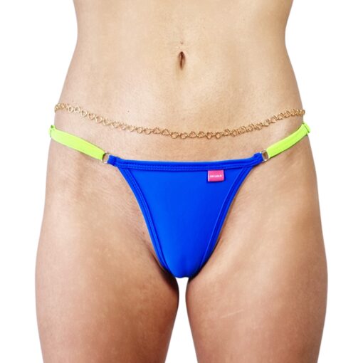 Blazing Blue Micro Bikini - Side Adjsutable V-String Bottom