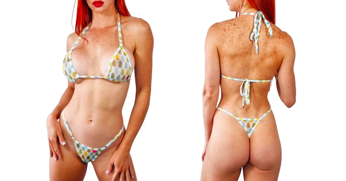 Pineapple Vibes Sheer Bikini by OH LOLA SWIMWEAR