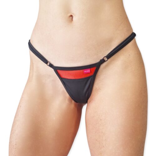 Red Moon Micro Bikini by OH LOLA SWIMWEAR - Side Adjustable V-String FRONT