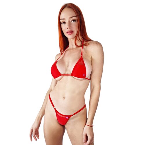 Ruby Red Micro Bikini - Semi Sheer Micro Bikini by OH LOLA SWIMWEAR