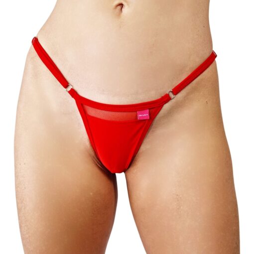 Ruby Red Micro Bikini - Semi Sheer Bikini Side Adjustable V-String