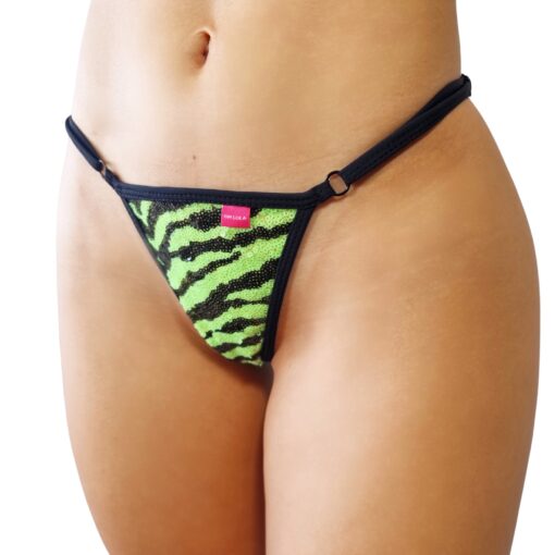 Jungle Fever Green Micro Bikini - Side Adjustable V-String FRONT