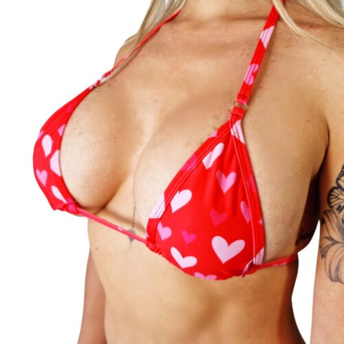 Love Hearts Micro Bikini Red - Top