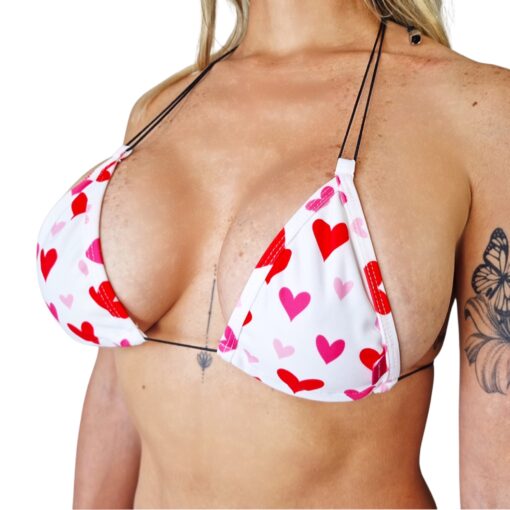 Love Hearts String Bikini White - Top