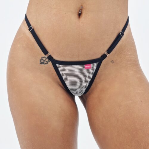 Hot Lines Sheer Bikini Black - Side Adjustable V-String FRONT