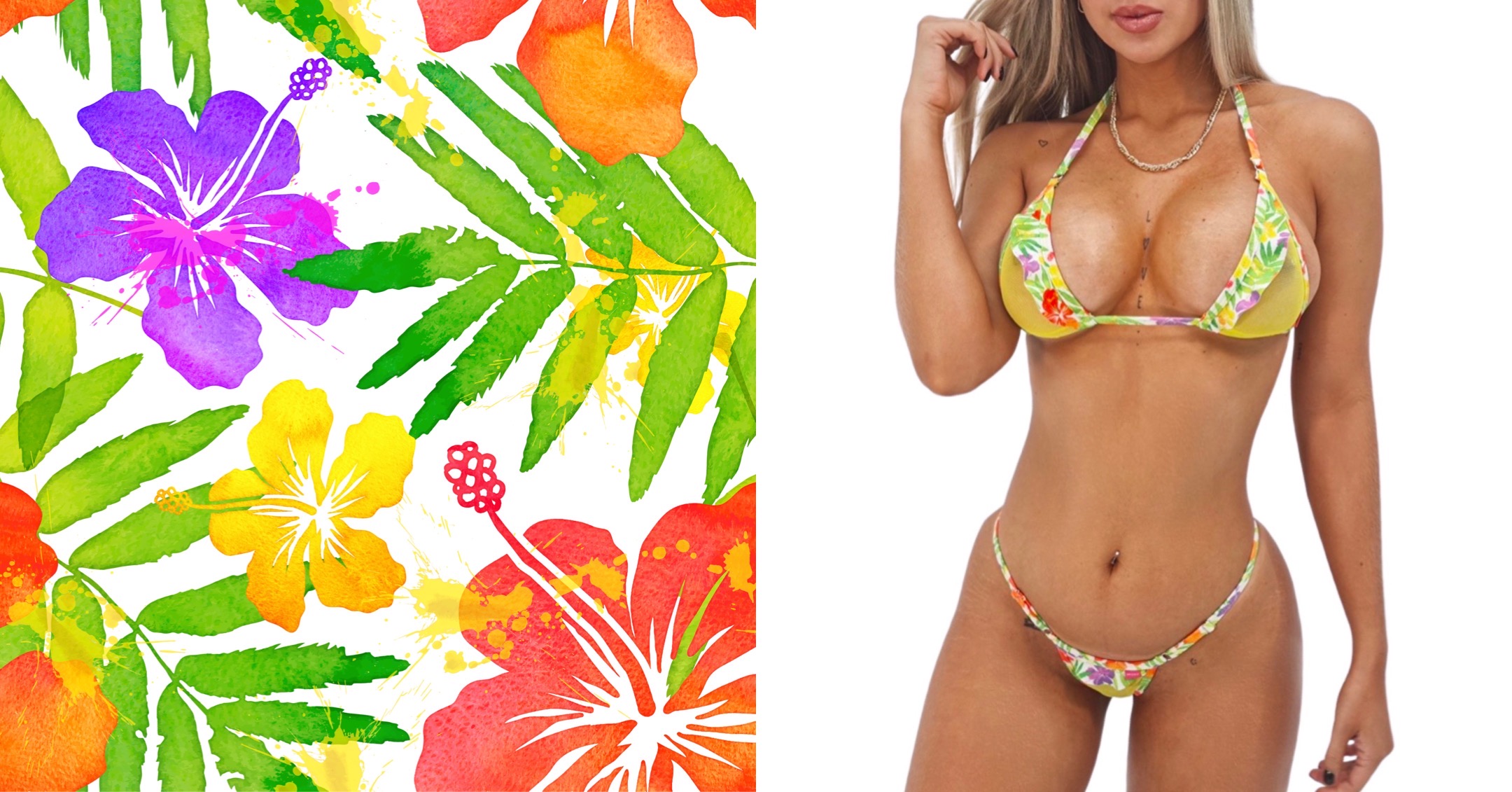 Tropical Breeze Sheer Bikini by OH LOLA SWIMWEAR
