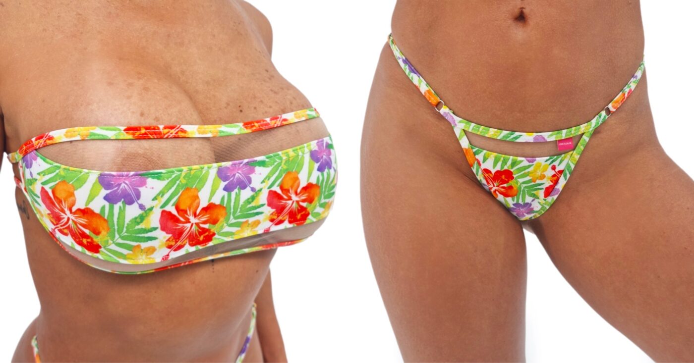 Tropical Breeze Bandeau Bikini by OH LOLA SWIMWEAR_Top and bottoms