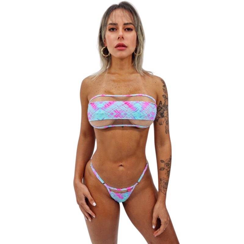 Tropical Fusion Bandeau Bikini by OH LOLA SWIMWEAR
