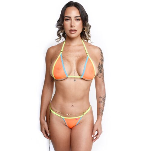 Orange Splash Sheer Bikini by Oh Lola Swimwear