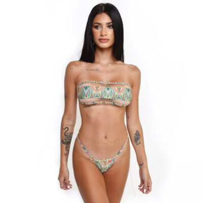 Royal Feathers Bandeau Bikini - Green by Oh Lola Swimwear