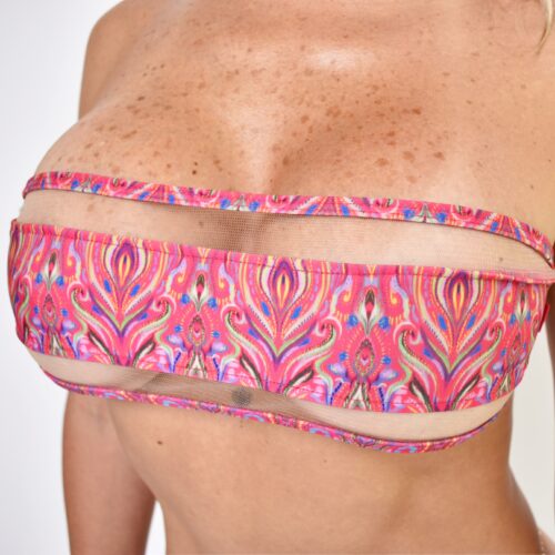 Royal Feathers Bandeau Bikini - Pink TOP by Oh Lola Swimwear