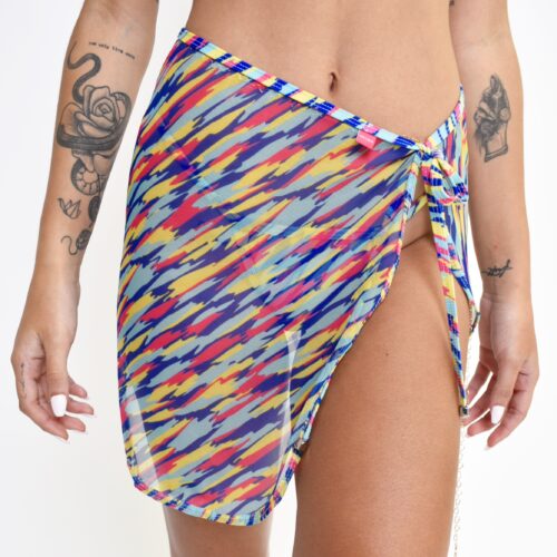 Vibrant Bloom Sheer Pareo FRONT by Oh Lola Swimwear