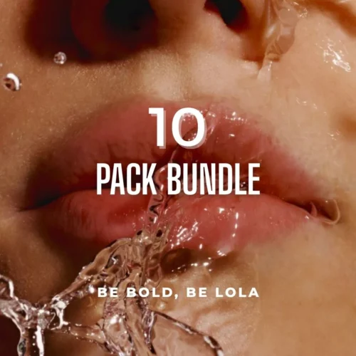 Frontal view of model lips to introduce the 10 Mystery Bikini Box