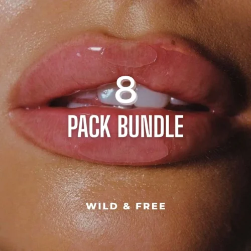Frontal view of model lips to introduce the 8 Mystery Bikini Box