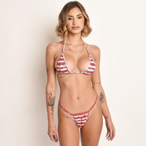 Liberty Belle Micro Bikini by Oh Lola Swimwear - Side Adjustable V-String Bottom