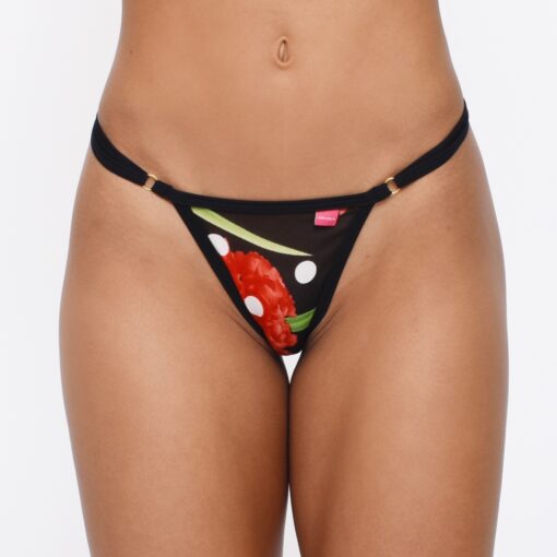 La Coccinelle Sheer Bikini | Side Adjustable V-String Front View Close up