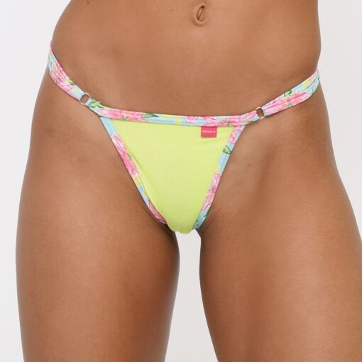 Summer Bloom Sheer Bikini | Side Adjustable V-String Front View