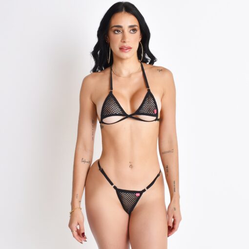 Model showcasing the main view of the Ashley's Temptation Sheer Bikini