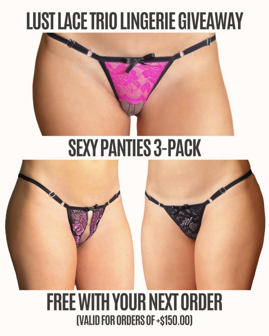 Model showcasing 3 Lingerie Panties as part of a promo. This is the main banner of the promo